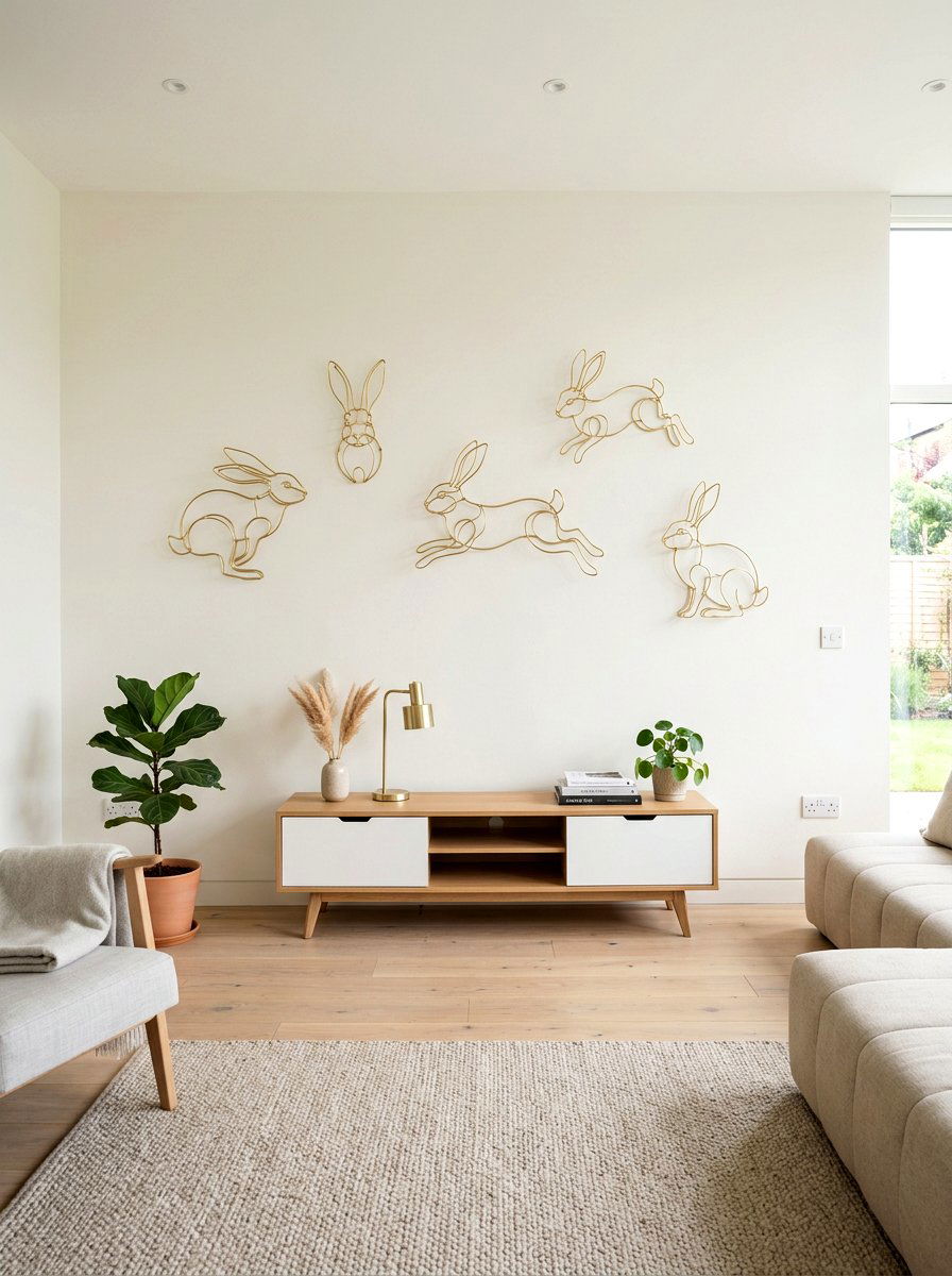 Bunny Wire Wall Sculptures - 25 Spring Bunny Decor Ideas