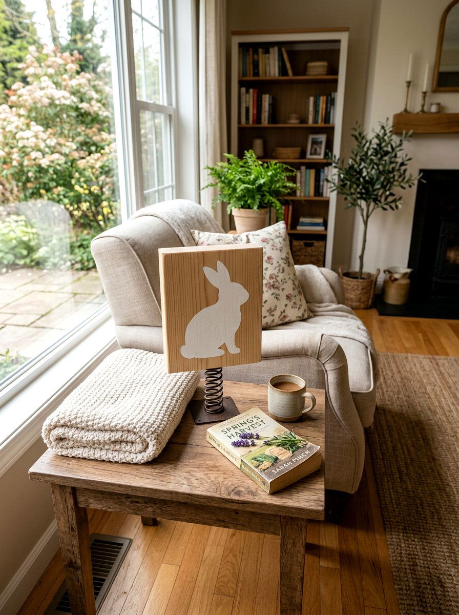 Bunny Wooden Spring Sign - 25 Spring Wooden Sign Ideas