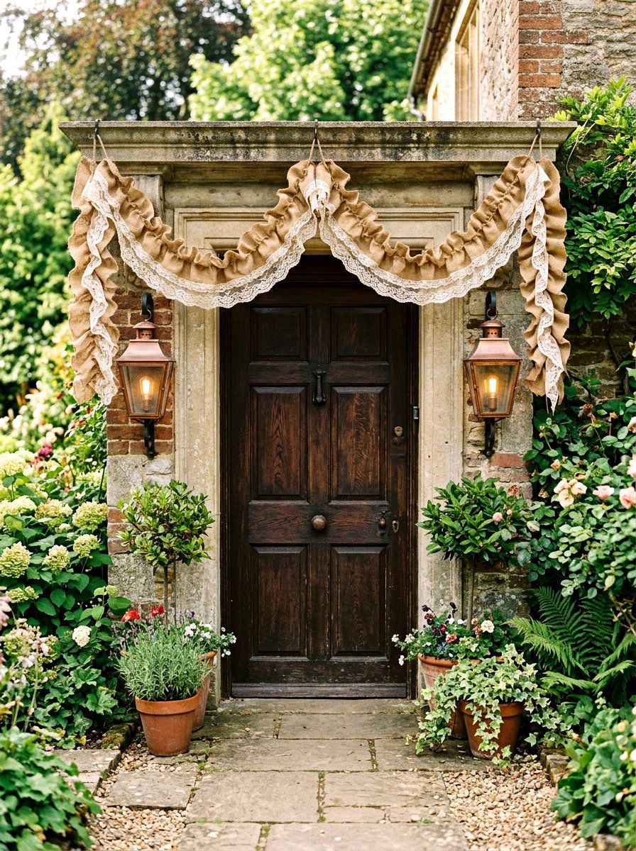 Burlap And Lace Garland - 25 Spring Door Garland Ideas