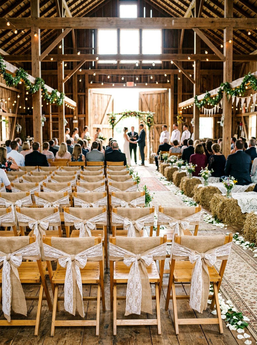 Burlap And Lace Wrap - 25 Spring Wedding Chair Decor Ideas