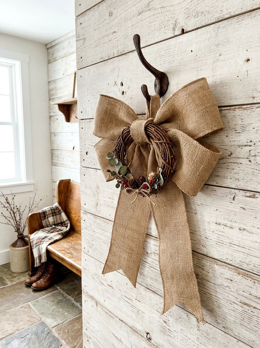 Burlap Bow - 25 Spring Coat Rack Decor Ideas