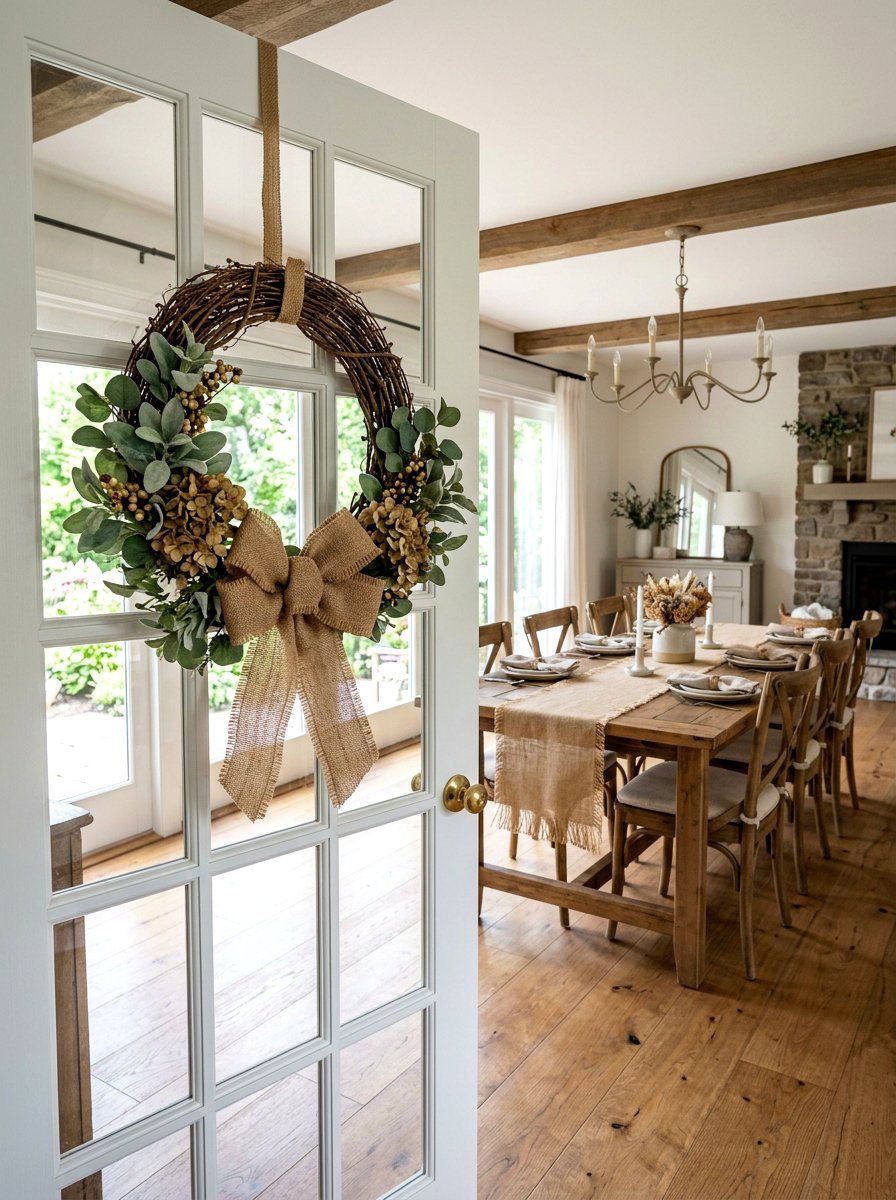 Burlap Bow - 25 Spring French Door Decor Ideas
