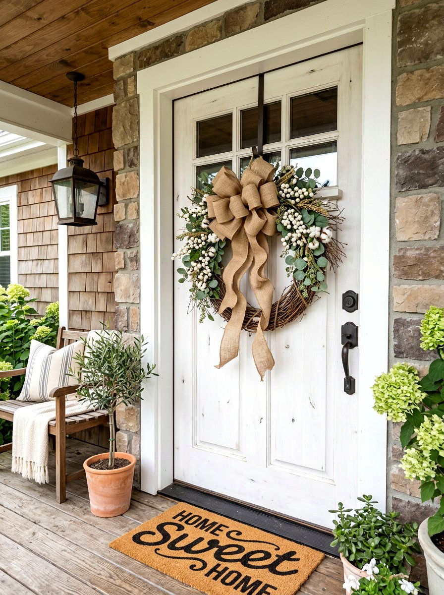 Burlap Bow Wreath - 25 Spring Grapevine Wreath Ideas