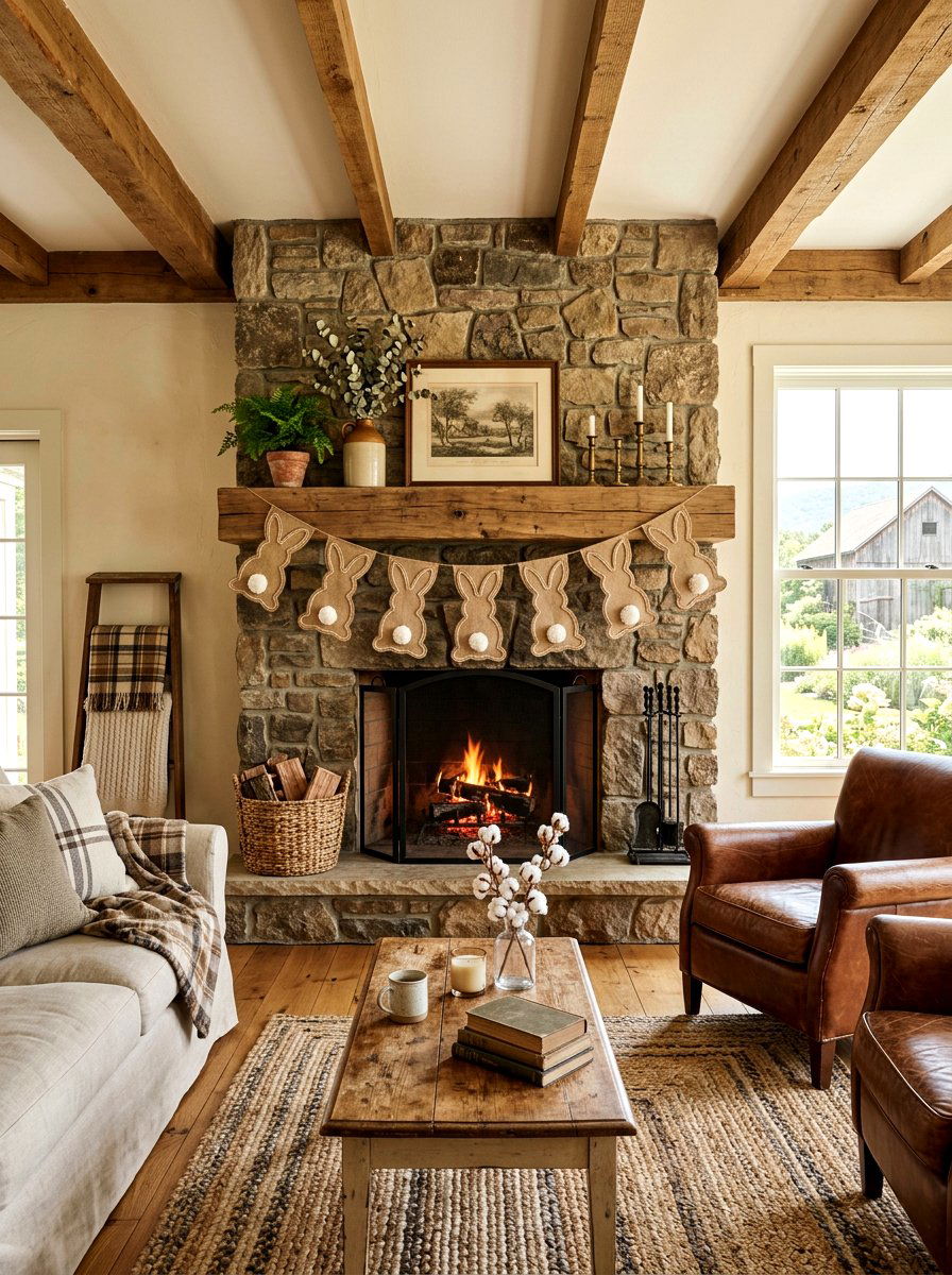 Burlap Bunny Garland - 25 Spring Garland Craft Ideas