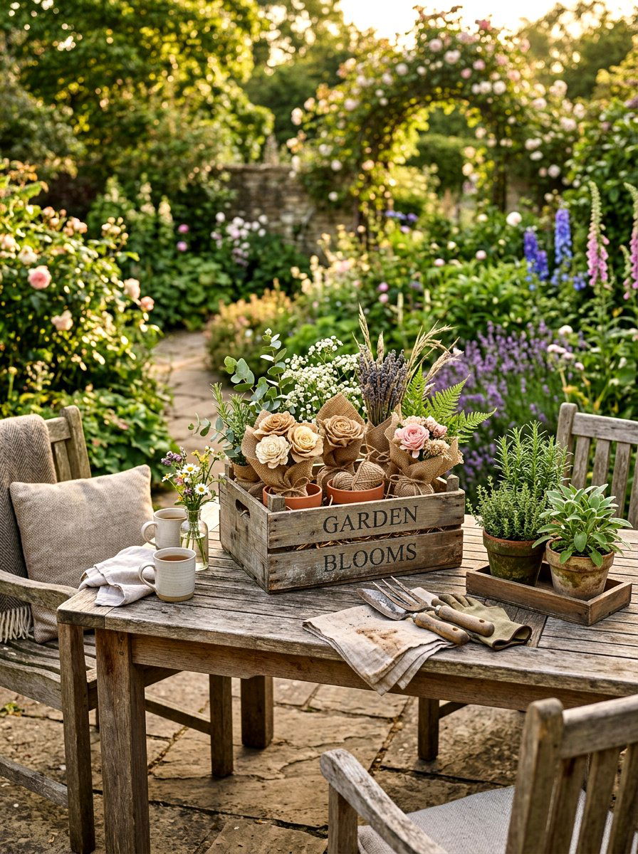 Burlap Flower Centerpiece - 25 Spring DIY Fabric Flower Ideas