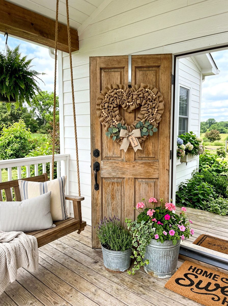 Burlap Heart Wreath - 25 Spring Heart Wreath Ideas