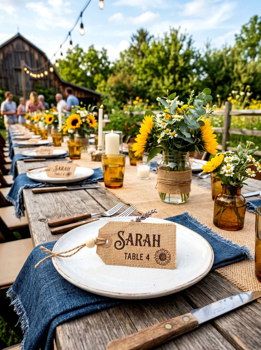 Burlap Name Tag - 25 Spring Name Tag Ideas