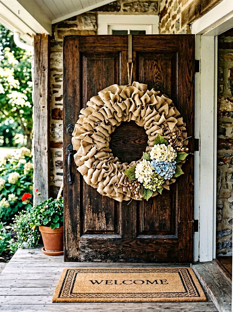 Burlap Ribbon Accent - 25 Spring DIY Wreath Ideas
