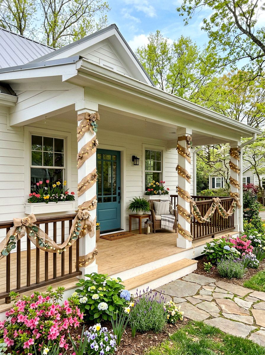 Burlap Ribbon Garland - 25 Spring Burlap Decor Ideas