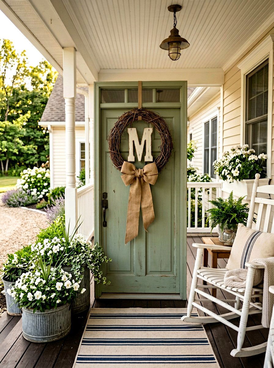 Burlap Ribbon Monogram Wreath - 25 Spring Initial Wreath Ideas