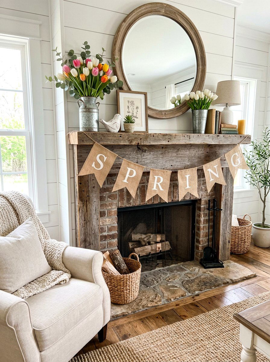 Burlap Spring Banner - 25 Spring Bunting Ideas