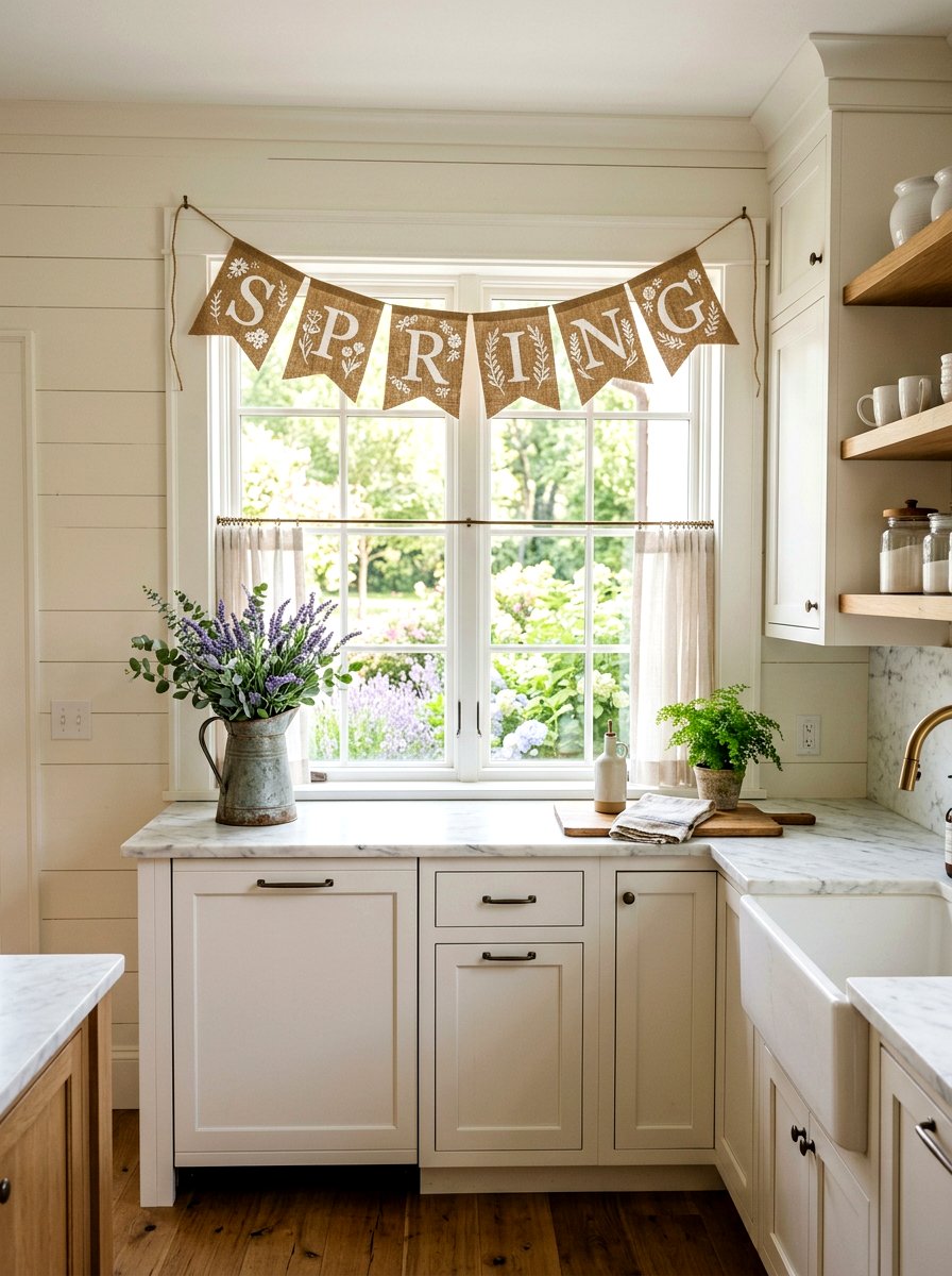 Burlap Spring Banner - 25 Spring Banner Ideas