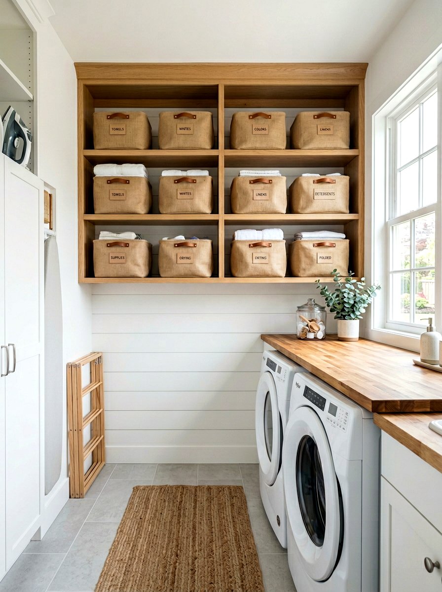 Burlap Storage Bin - 25 Spring Burlap Decor Ideas