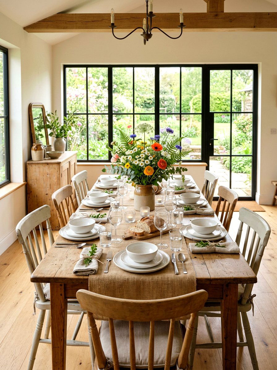 Burlap Table Runner - 25 Spring Dollar Tree Decor Ideas