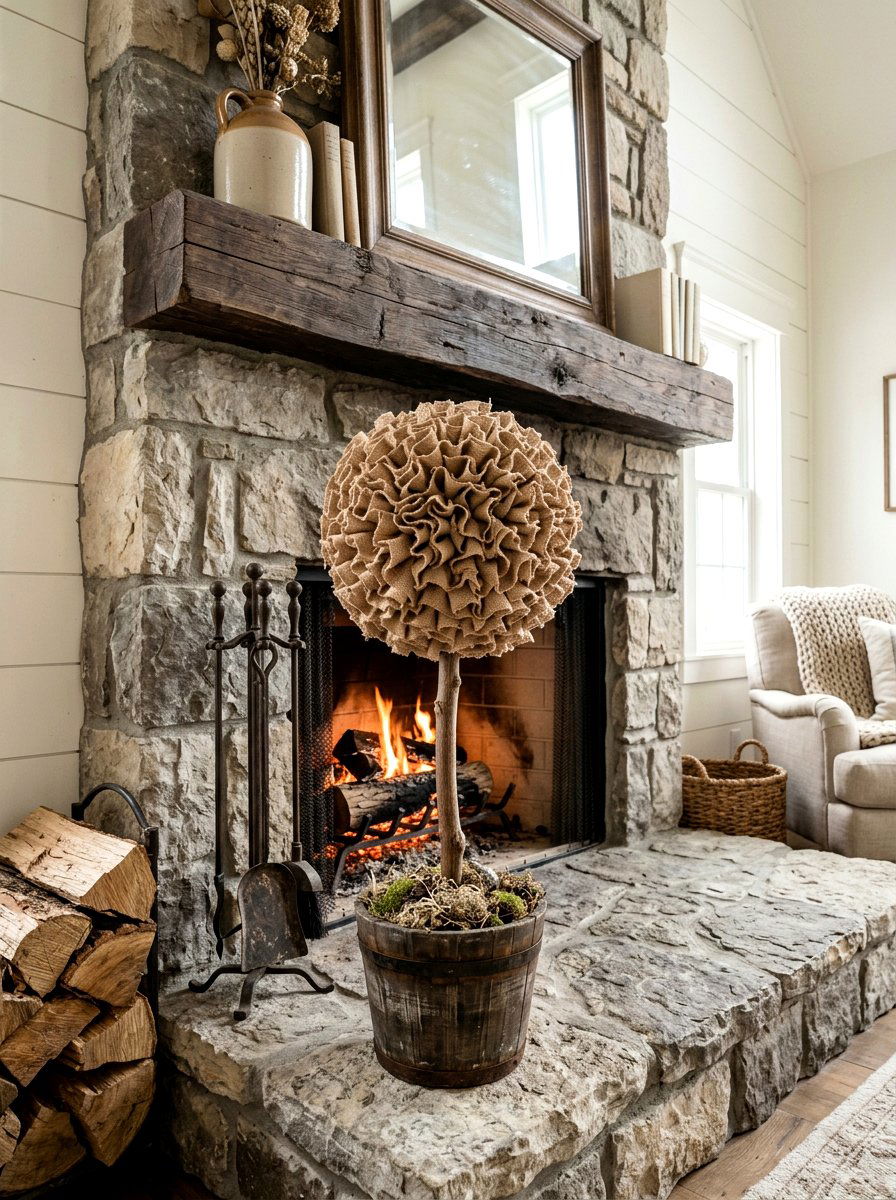 Burlap Topiary - 25 Spring DIY Topiary Ideas