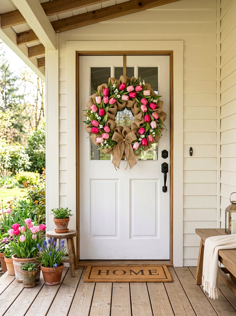 Burlap Tulip Wreath - 25 Spring Burlap Wreath Ideas