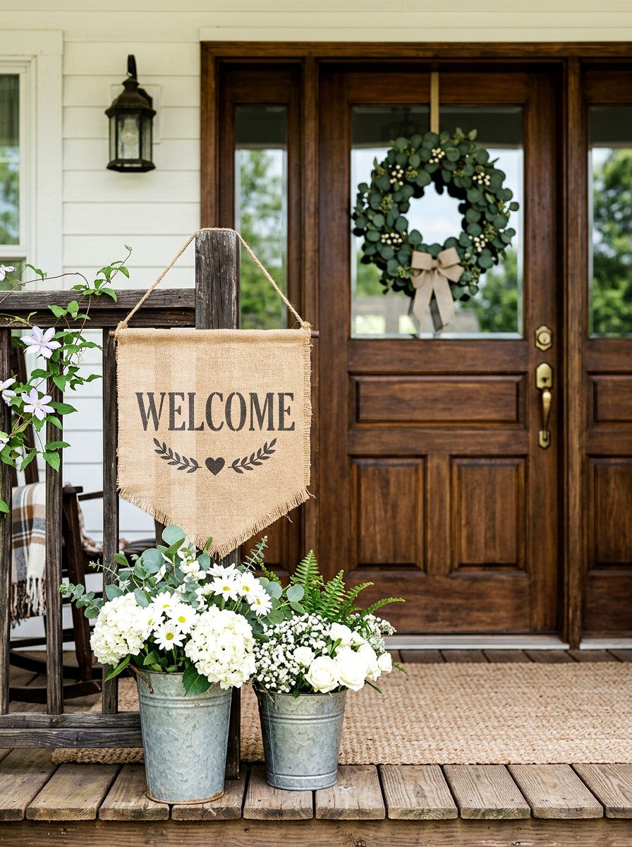 Burlap Welcome Sign - 25 Spring Outdoor Banner Ideas