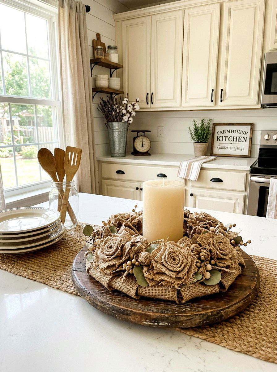 Burlap candle ring - 25 Spring Candle Ring Ideas