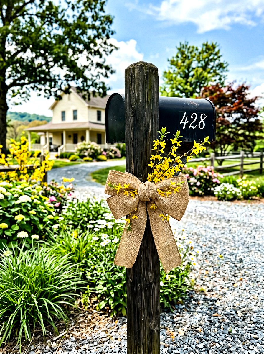 Burlap mailbox bow - 25 Spring Mailbox Decor Ideas