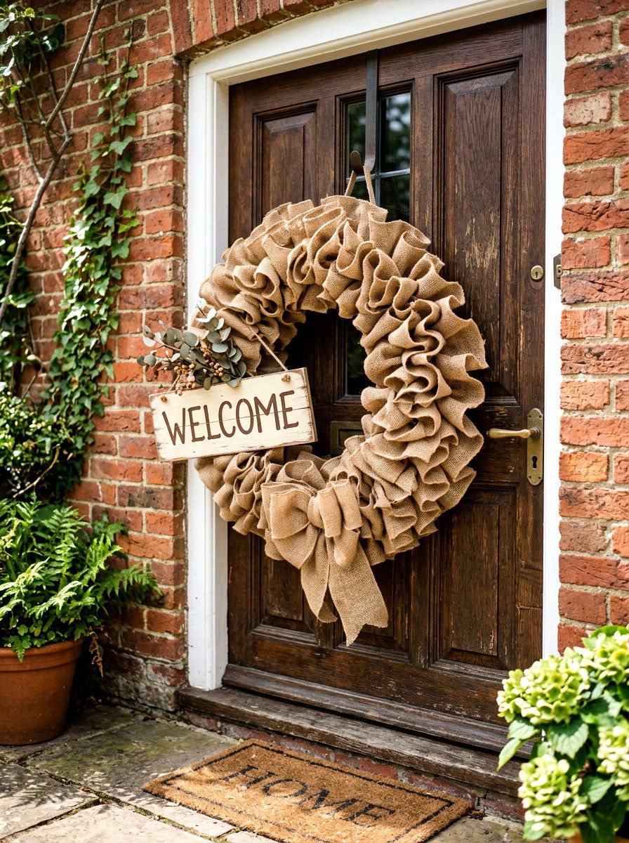 Burlap wreath - 25 Spring Wreath Craft Ideas
