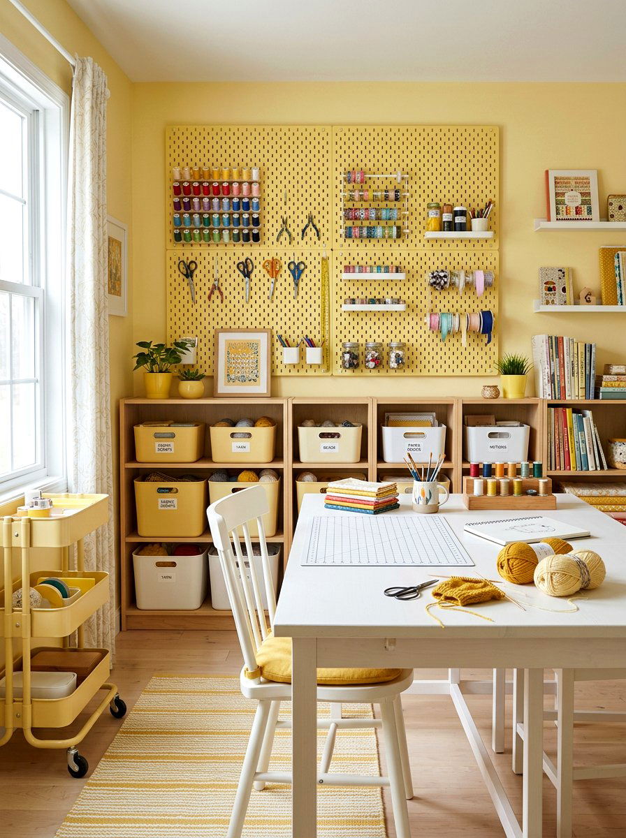 Butter Yellow Craft Room - 25 Spring Butter Yellow Decor Ideas