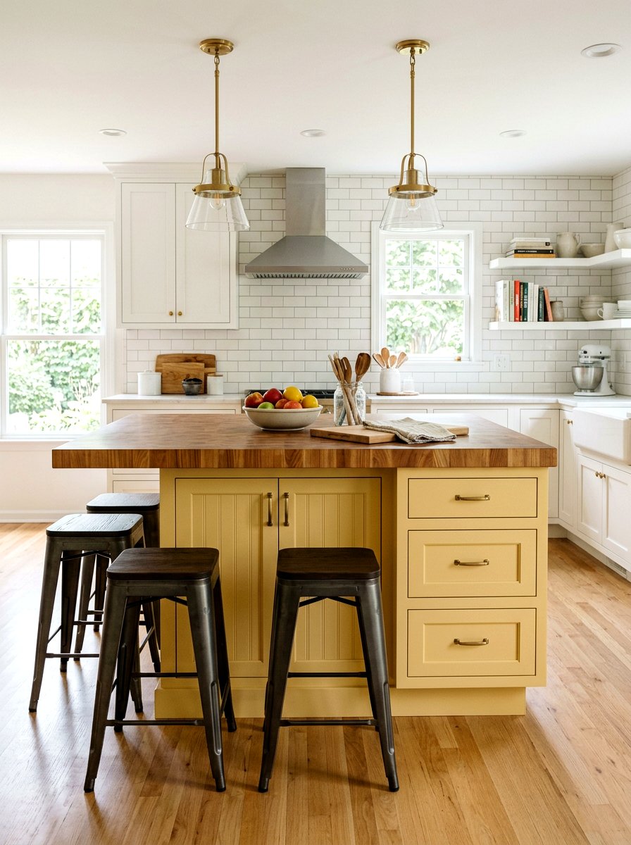 Butter Yellow Kitchen Island - 25 Spring Butter Yellow Decor Ideas