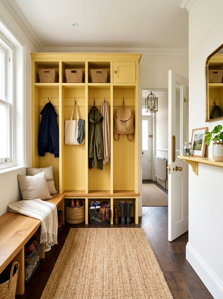 Butter Yellow Mudroom - 25 Spring Butter Yellow Decor Ideas