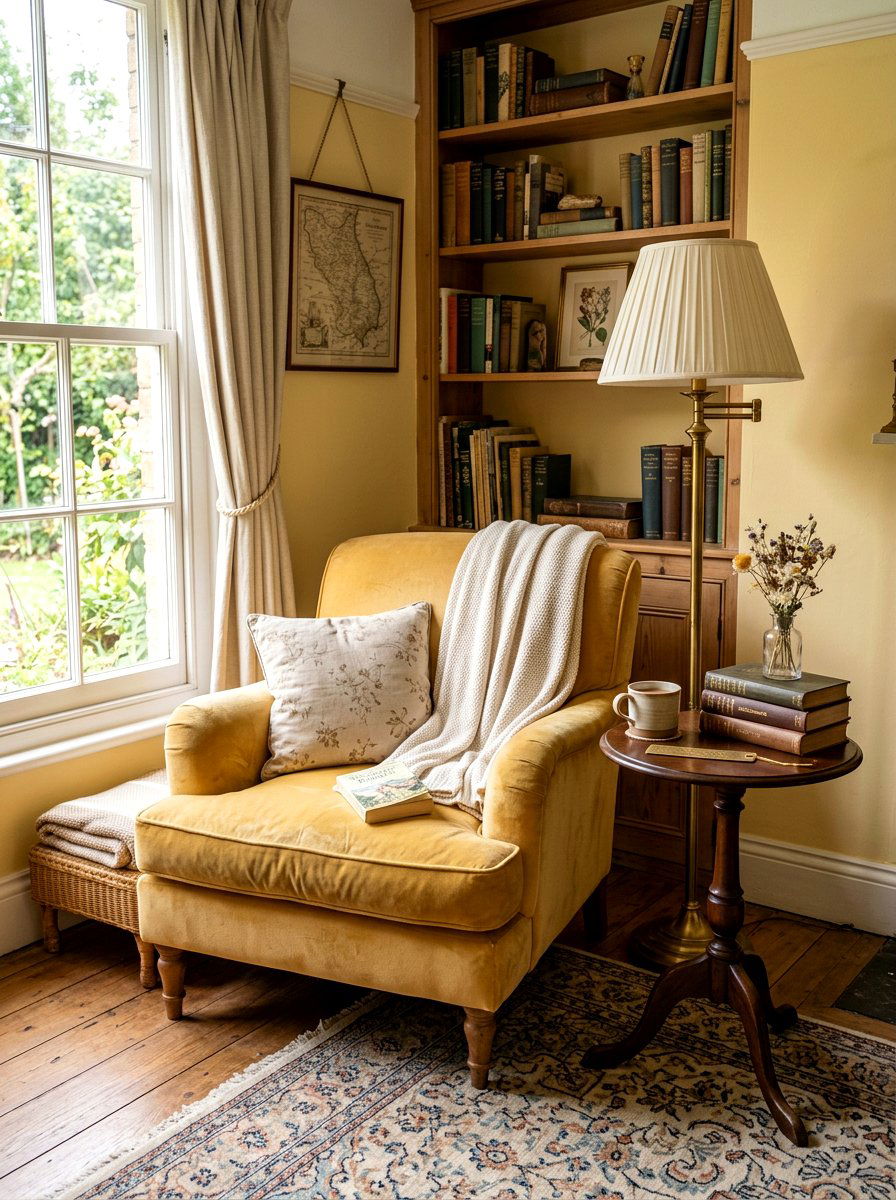 Butter Yellow Reading Nook - 25 Spring Butter Yellow Decor Ideas