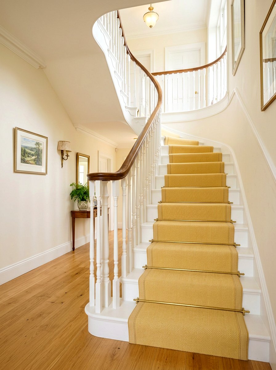 Butter Yellow Staircase Runner - 25 Spring Butter Yellow Decor Ideas