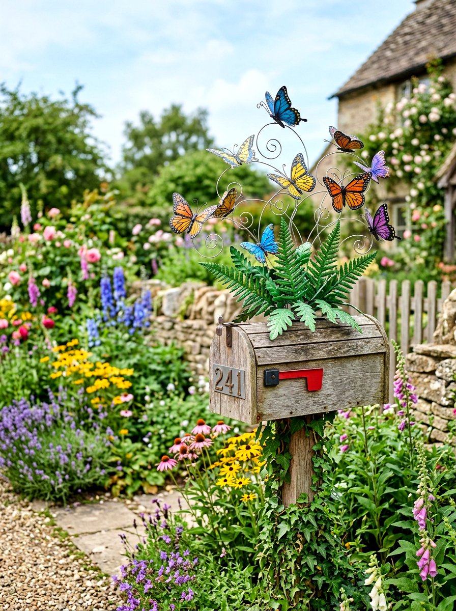 Butterfly Accent Mailbox Topper - 25 Spring Mailbox Topper Ideas