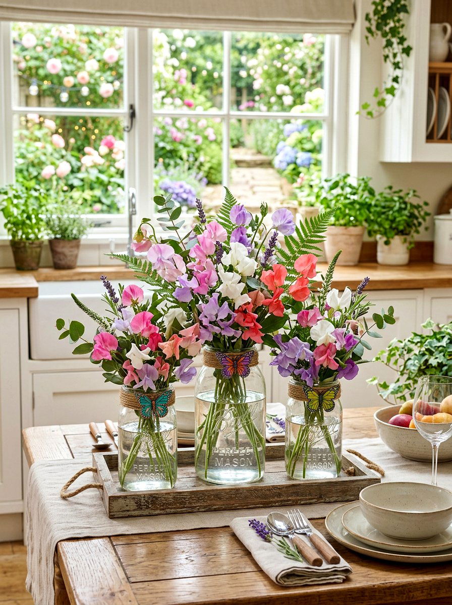 Butterfly Accent Mason Jar - 25 Spring Mason Jar Centerpiece Ideas