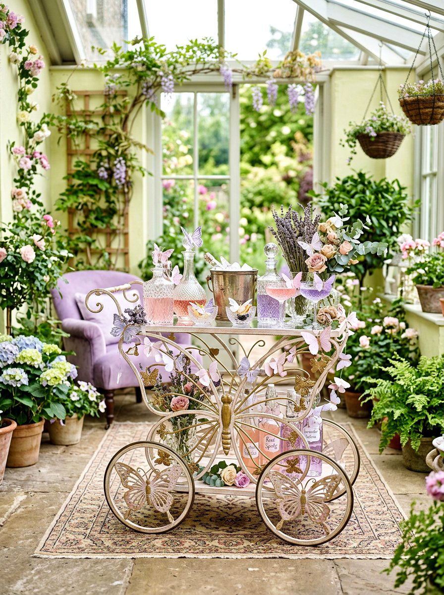 Butterfly Bar Cart Decor - 25 Spring Bar Cart Styling Ideas