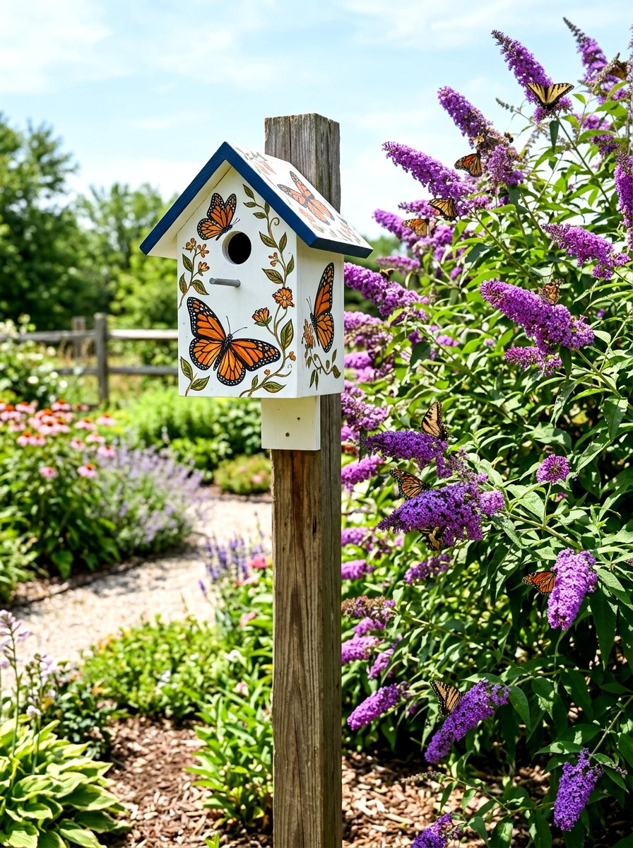 Butterfly Birdhouse - 25 Spring Birdhouse Painting Ideas