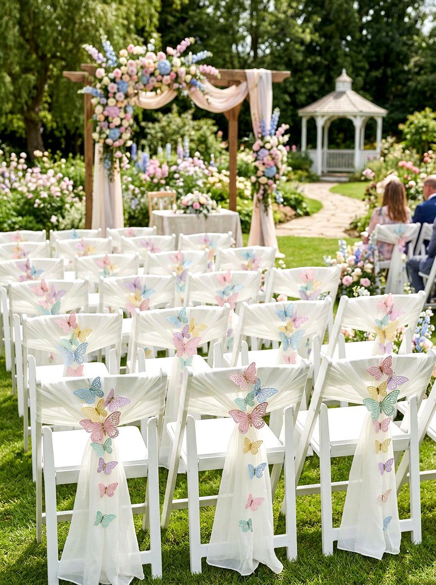 Butterfly Chair Clip - 25 Spring Wedding Chair Decor Ideas