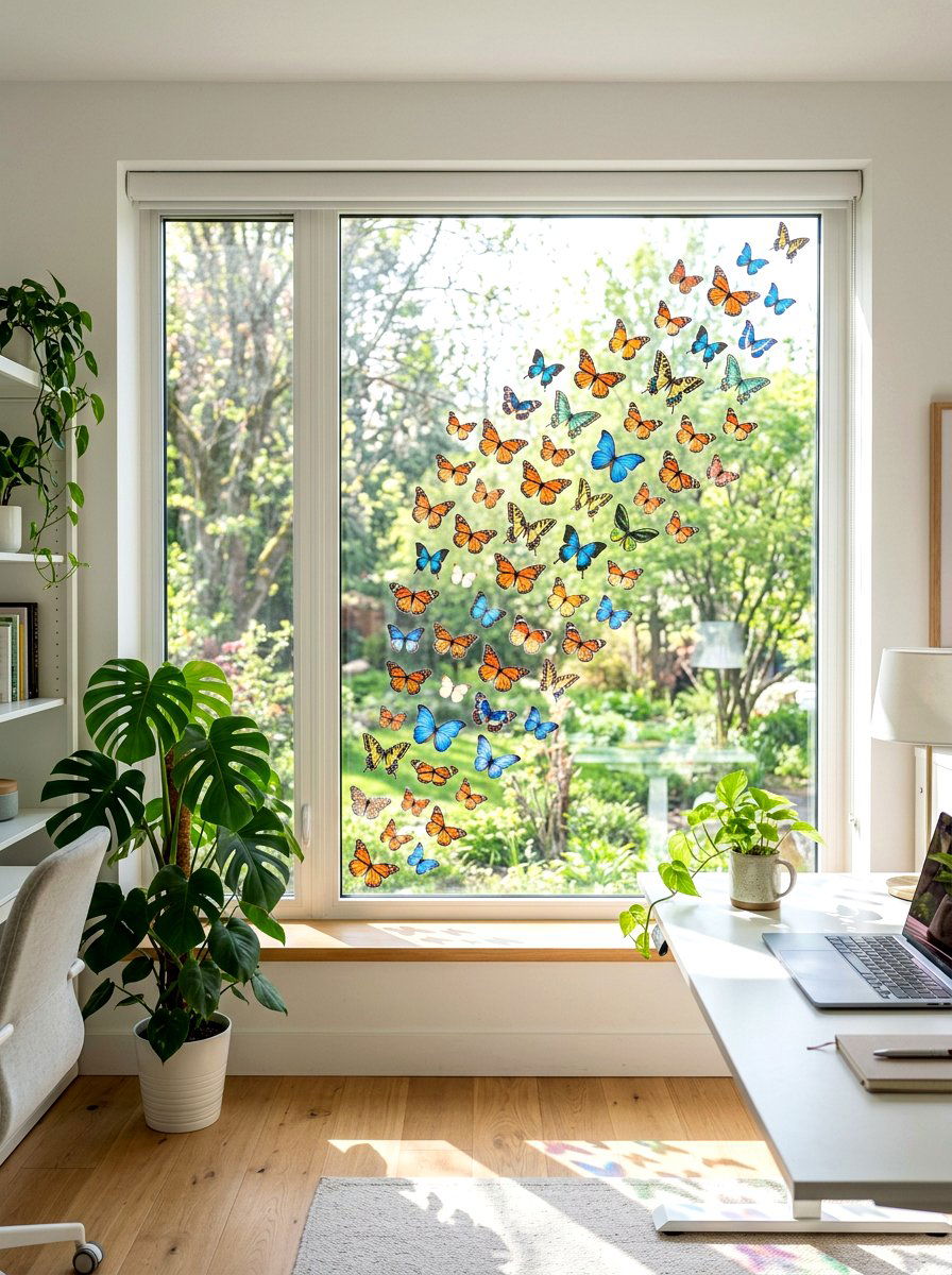 Butterfly Decals Window - 25 Spring Window Frame Decor Ideas