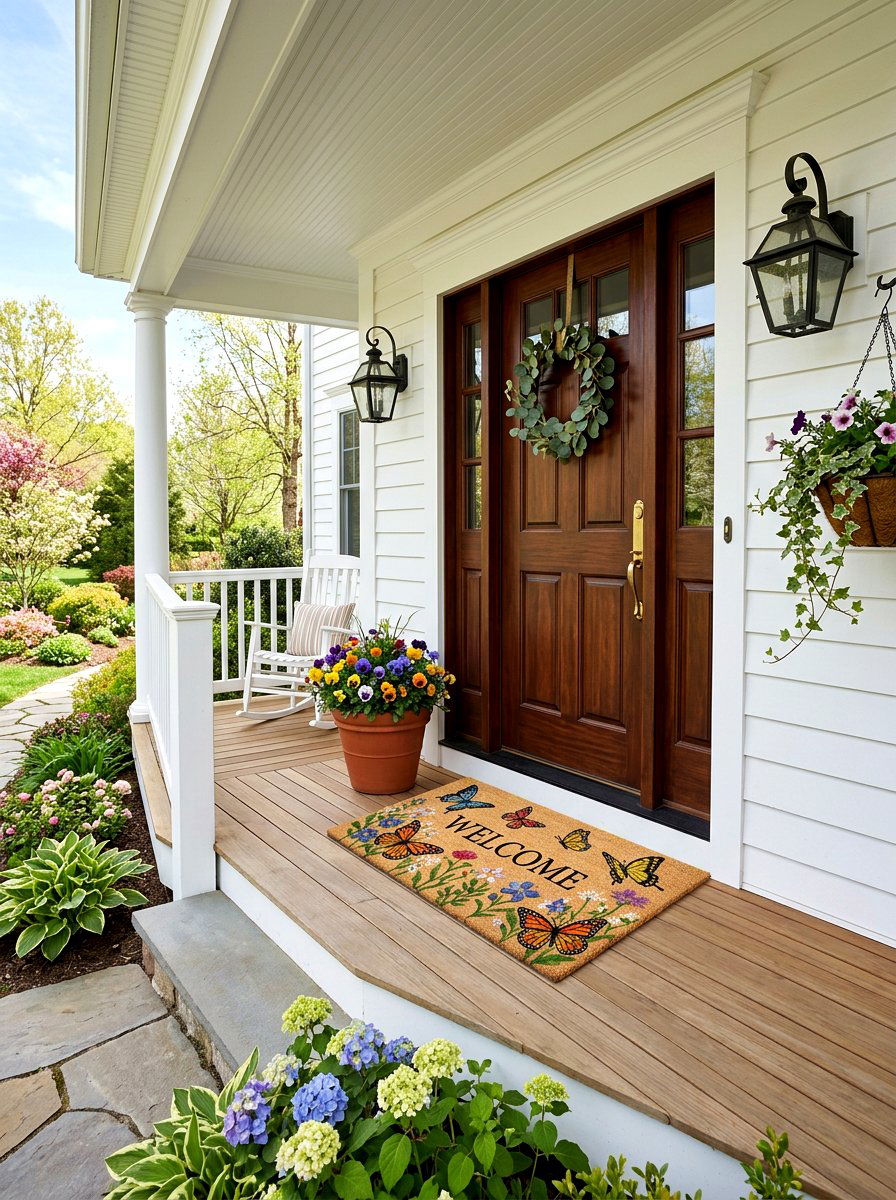 Butterfly Doormat - 25 Spring Butterfly Decor Ideas