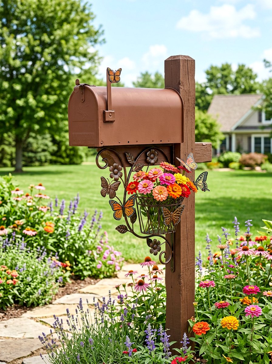 Butterfly Garden Mailbox Accent - 25 Spring Mailbox Swag Ideas
