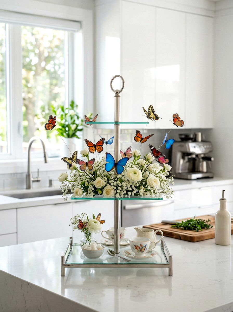 Butterfly Kitchen Tray - 25 Spring Tiered Tray Ideas for Kitchen
