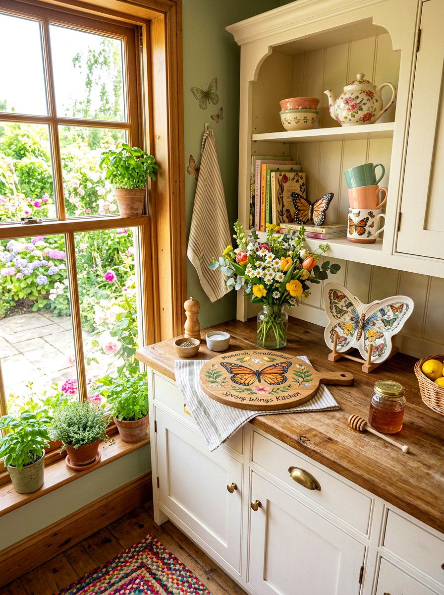 Butterfly Motif Decor - 25 Spring Cutting Board Decor Ideas
