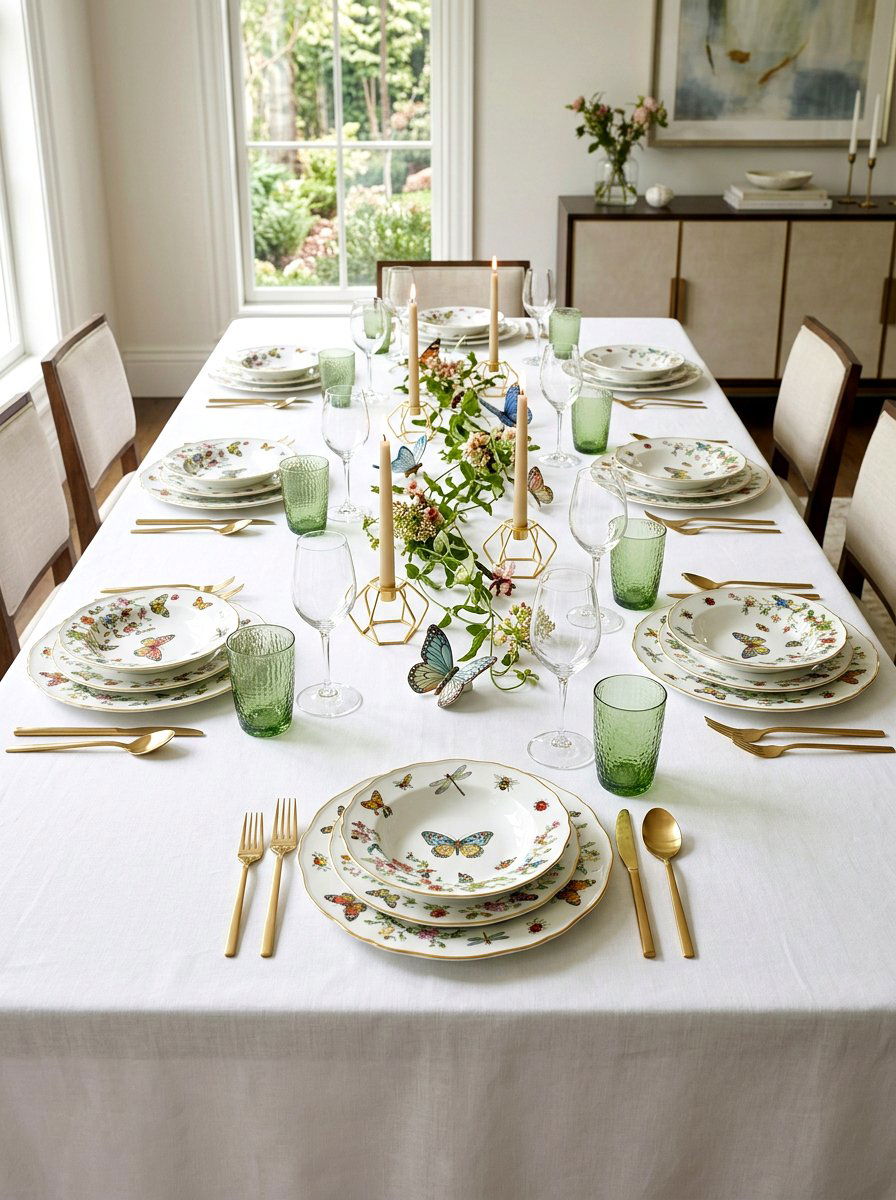 Butterfly Motif Dinnerware - 25 Spring Luncheon Table Ideas
