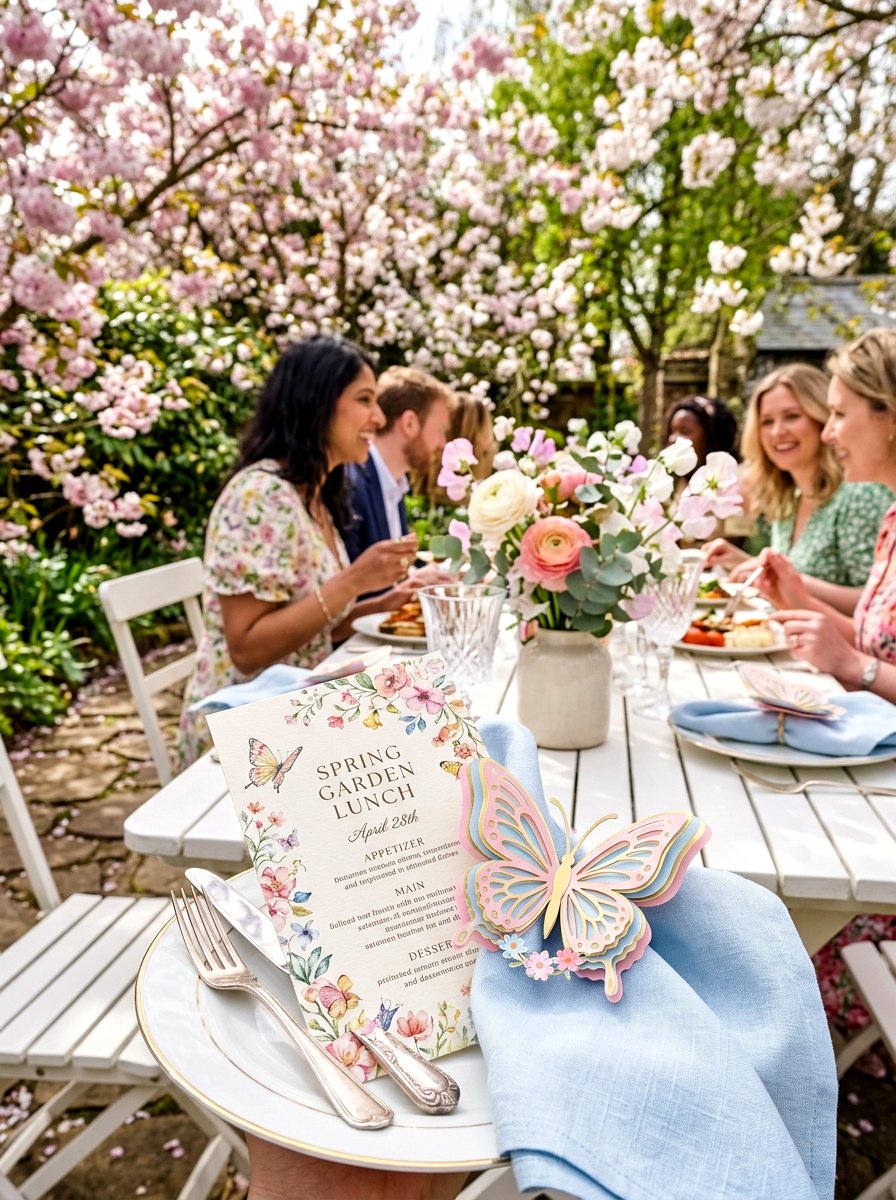 Butterfly Motif Menu - 25 Spring Menu Card Ideas