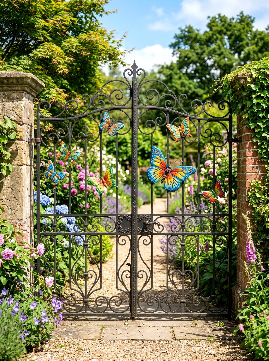Butterfly Ornament For Gate - 25 Spring Iron Gate Decor Ideas