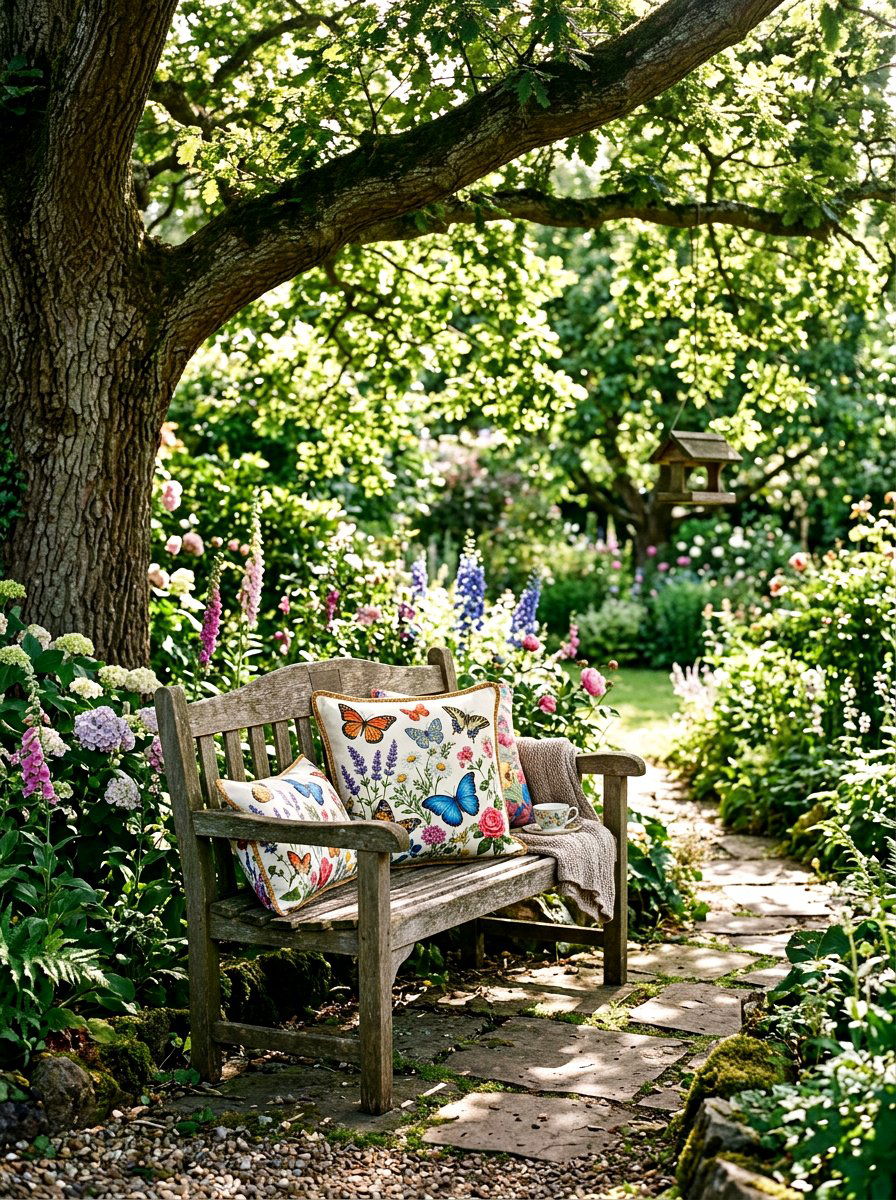 Butterfly Pattern Garden Pillow - 25 Spring Outdoor Pillow Ideas