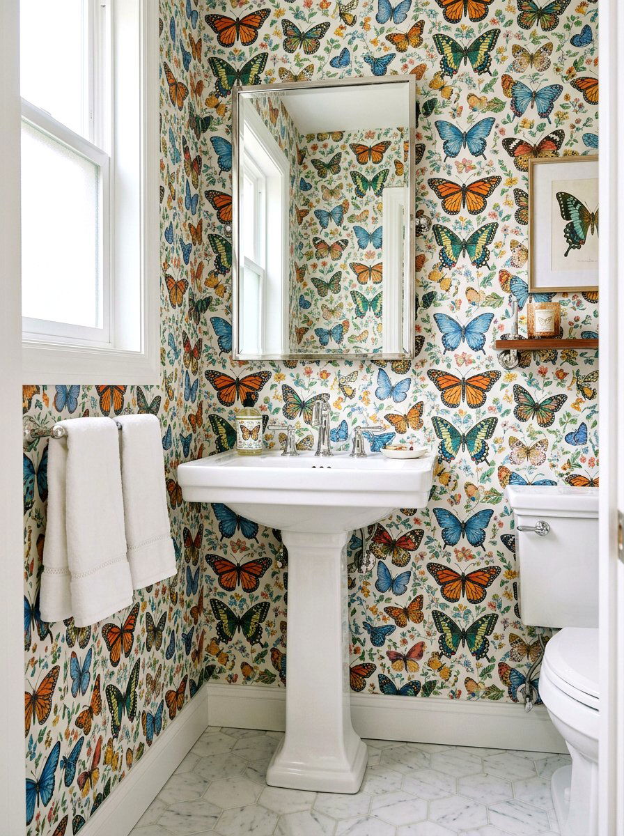 Butterfly Pattern Wallpaper - 25 Spring Accent Wall Ideas