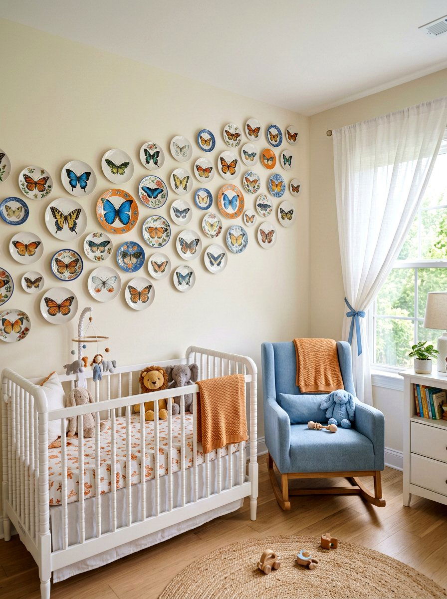 Butterfly Plate Wall - 25 Spring Plate Wall Ideas