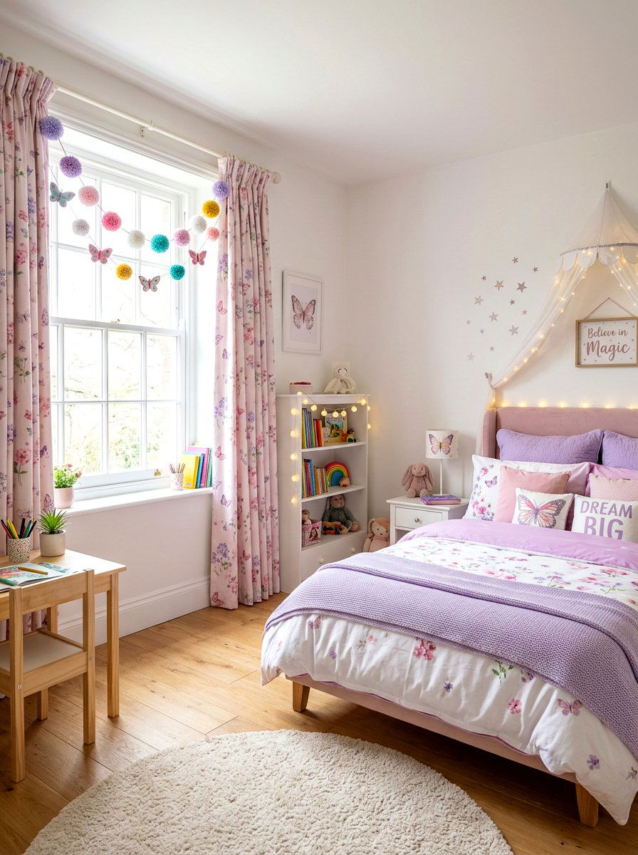 Butterfly Pom Pom Garland Girls Room - 25 Spring Pom Pom Garland Ideas