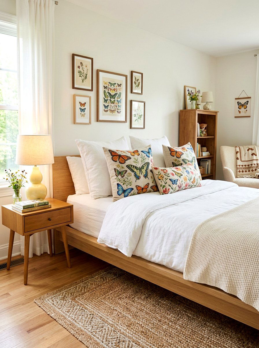 Butterfly Print Decorative Pillow - 25 Spring Bedroom Pillow Ideas