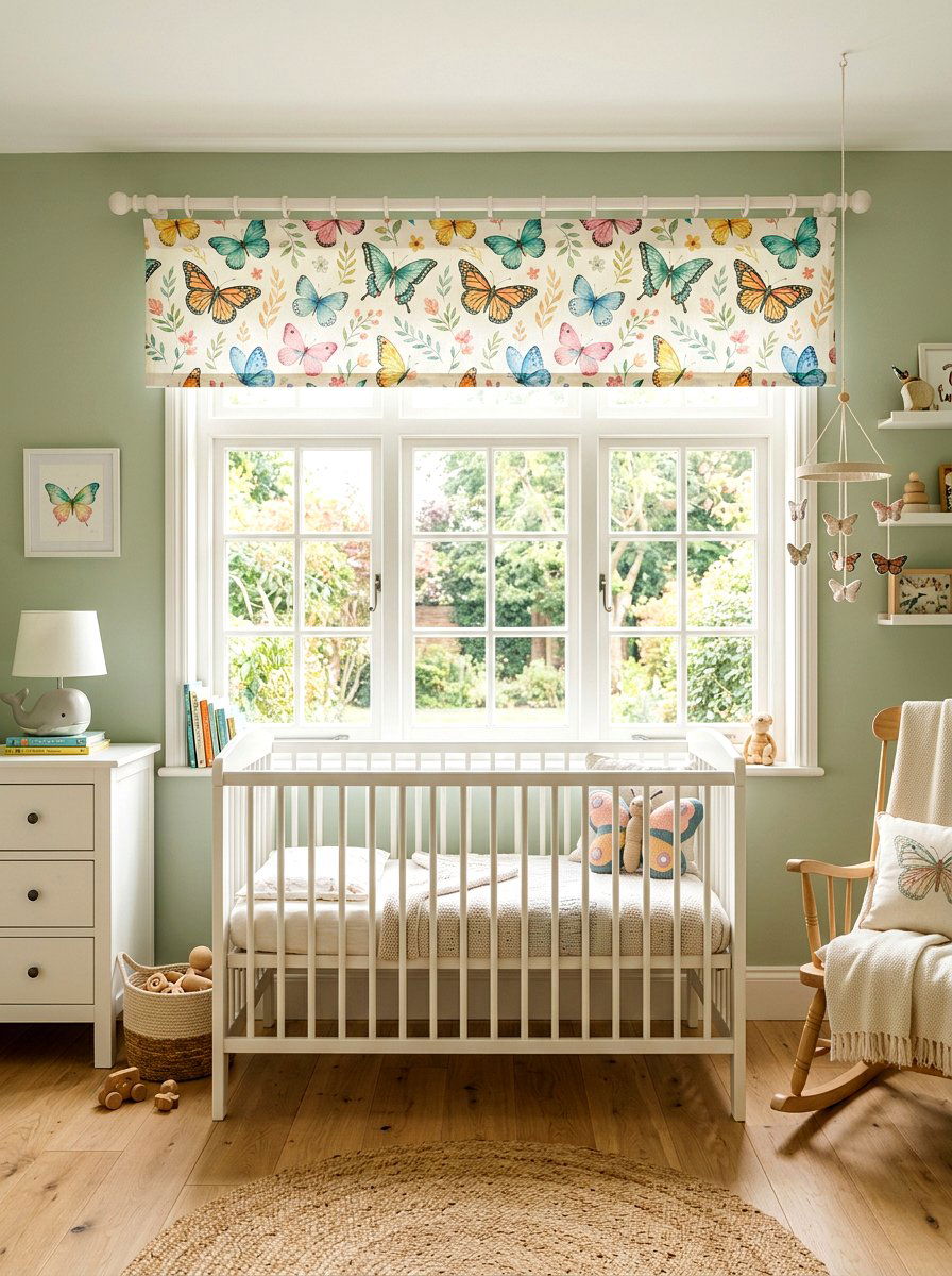 Butterfly Print Valance - 25 Spring Valance Ideas