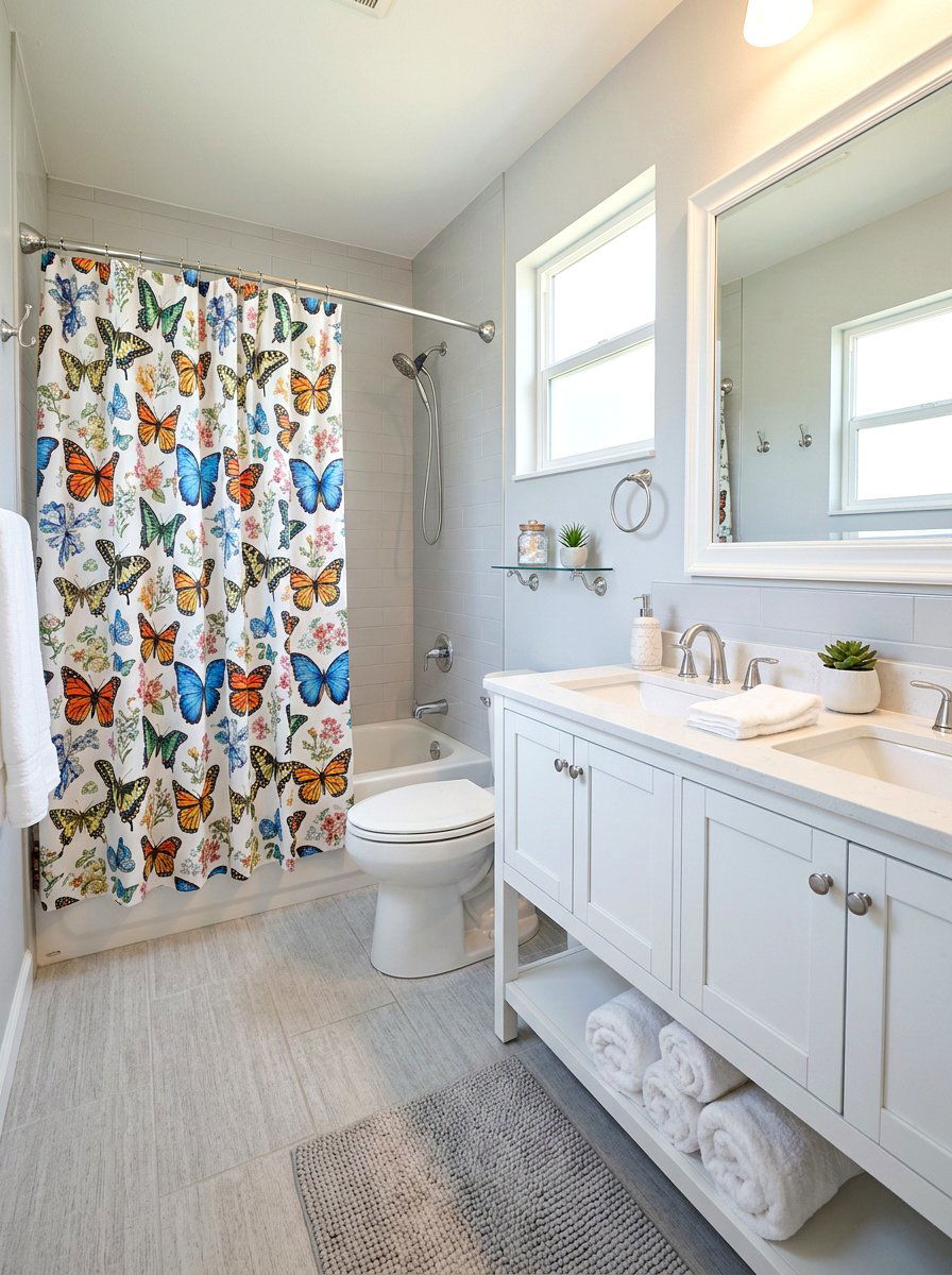 Butterfly Shower Curtain - 25 Spring Butterfly Decor Ideas