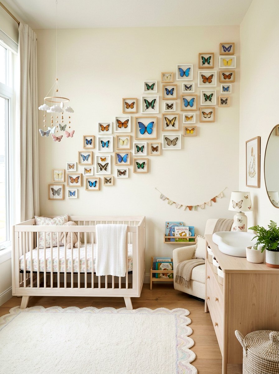 Butterfly Specimen Art Nursery - 25 Spring Gallery Wall Ideas